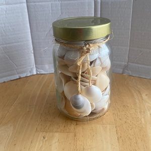 Beach shell decor in jar. Great for beach house lake house or summer decor.
